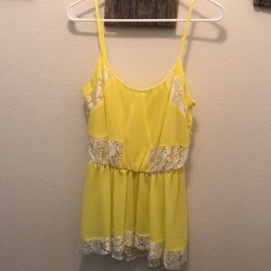 Beautiful bright yellow and lace top.